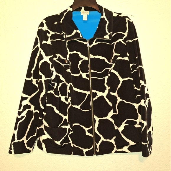 Chico's Jackets & Blazers - Chico's Zenergy Size 2  Large Black Design Reversible Windbreaker